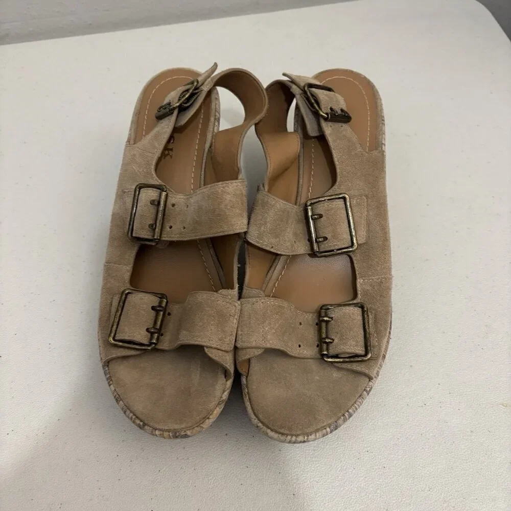 Trask Wedges Leather Upper Sandals Heeled Women 9.5 M Made In Brazil
